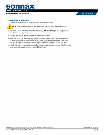 Sonnax Kit de Plugs Reguladores con Liga 6R140