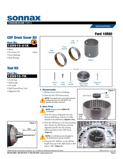 Sonnax Kit Salva Tambor CDF 10R80