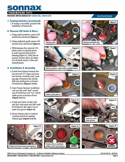 Sonnax Herramienta Reconstruir Switch Presion 6L45 6L50 6L80 6L90 6T70 (Gen 1) 6T75 (Gen 1)