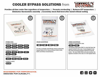 Transgo Kit Eliminar Termostato Cooler Flow Bypass Ford 4R44E 4R55E 5R44E 5R55E 5R55W 5R55S 6R140