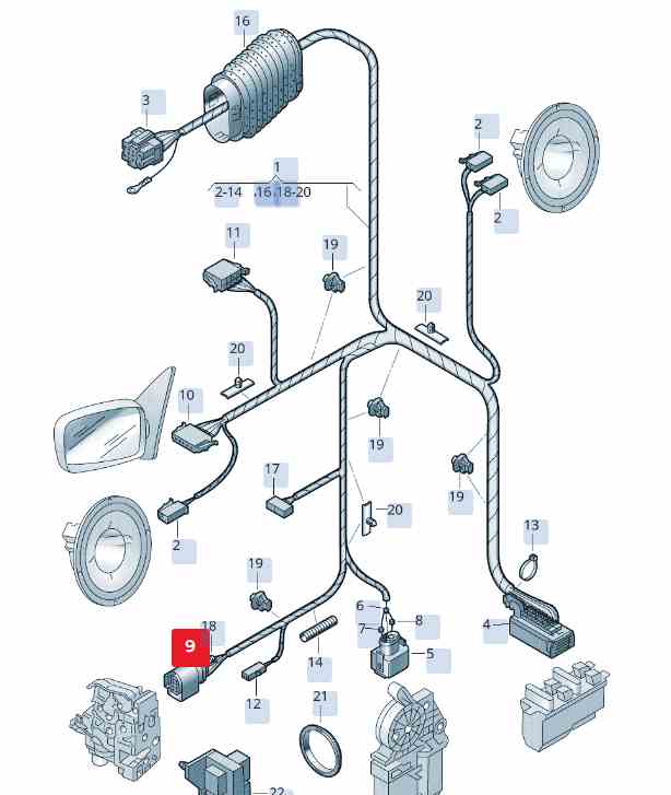 Conector 1J0 973 714 Cierre Centralizado Volkswagen Audi Seat