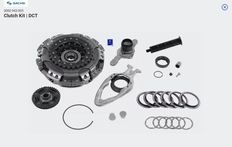 SACHS Repuesto Completo Doble Clutch Seco 0AM DQ200 3000 943 003