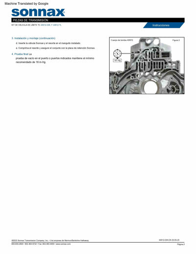 Sonnax Kit Valvula Sobremedida Limitadora de Convertidor 45RFE 5-45RFE 65RFE 66RFE 68RFE