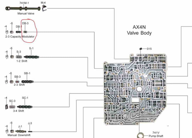 Resorte para Válvula Moduladora de Capacidad 2004/UP AX4N 4F50N 2-3 Capacity Modulator Spring
