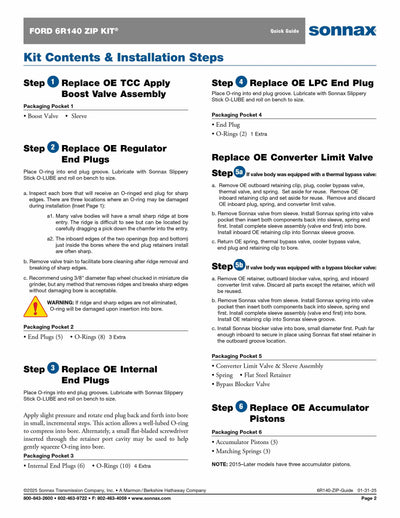 Sonnax Zip Kit 6R140