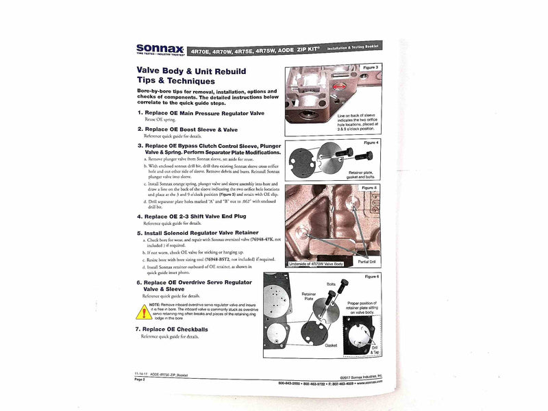 Zip Kit Sonnax 4R70E 4R70W 4R75E 4R75W 1996/UP