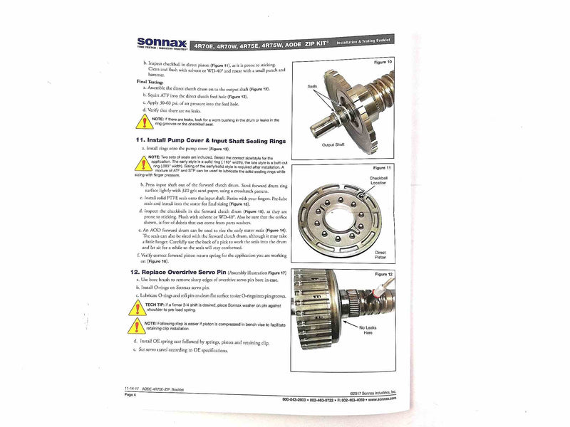 Zip Kit Sonnax 4R70E 4R70W 4R75E 4R75W 1996/UP