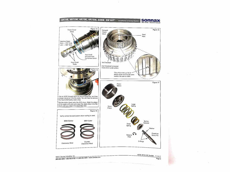 Zip Kit Sonnax 4R70E 4R70W 4R75E 4R75W 1996/UP