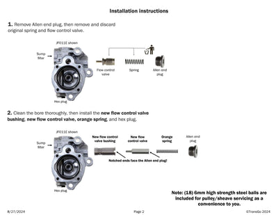 Válvula Control de Flujo Transgo JF011E JF015E JF016E JF017E F1CJA