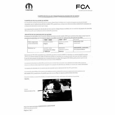Caja de Solenoides Original compatible con Conector Gris 68RFE 5-45RFE 45RFE