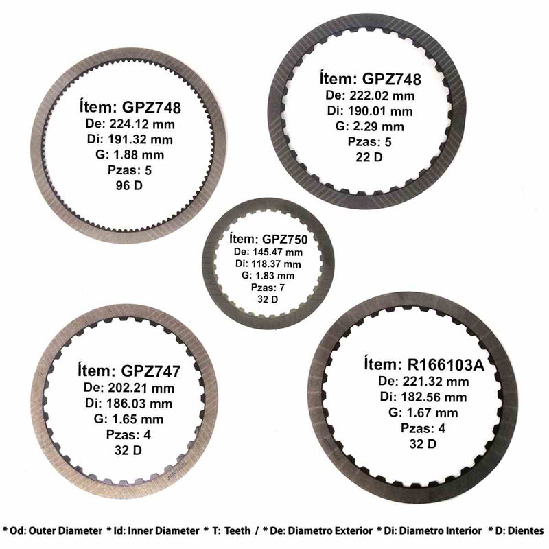 Pack Discos Pasta Raybestos GPZ 2015/19 6R140 (Usar con Aceros STMFORD20 o STMFORD20K)