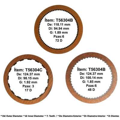 Kit Discos de Pasta TSS 4R44E 4R55E 5R44E 5R55E