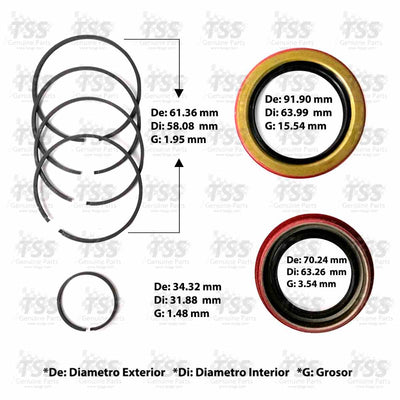 Juego de Empaques TSS Dorado 5 Anillos Metal AT540 AT543 AT545
