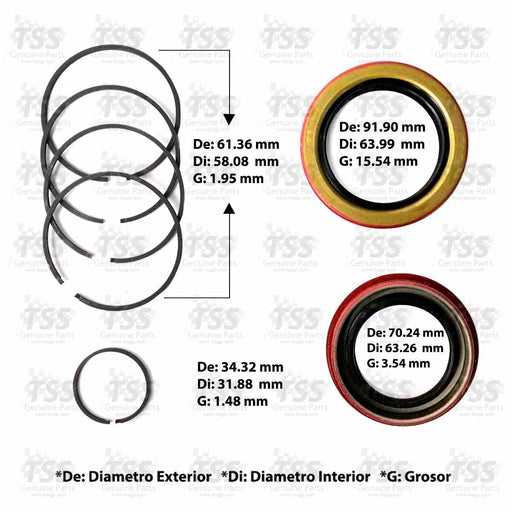 Juego de Empaques TSS Dorado 5 Anillos Metal AT540 AT543 AT545
