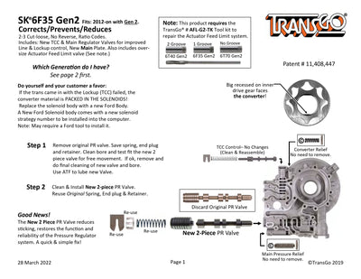 Transgo Shift Kit 2012/UP 6F35 GEN 2