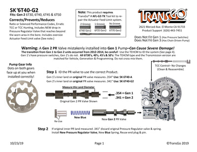 Shift Kit Transgo Gen 2 2013/17 6T30 6T40 6T45 6T50