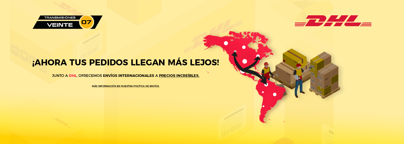 Veinte 07 banner shopify DHL aora tus pedidos llegan mas lejos! junto a dhl, ofrecemos envios internacioles a precios increibles. 