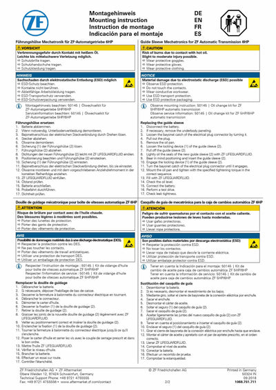 Kit de Filtro con Empaque y Casquillo del Conector Originales ZF6HP26 para Carter Metalico.