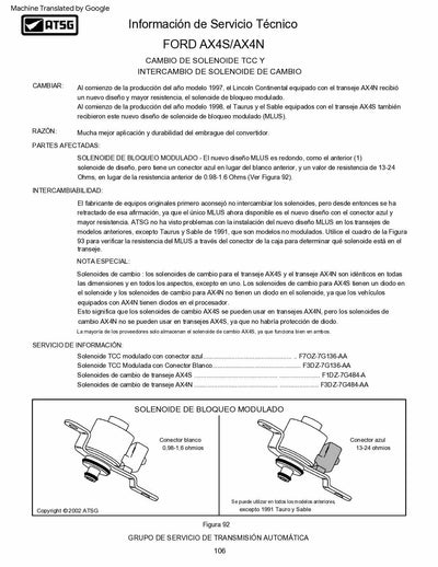 Solenoide Lock Up TCC Modulado Azul 1997/UP AXODE AX4S AX4N