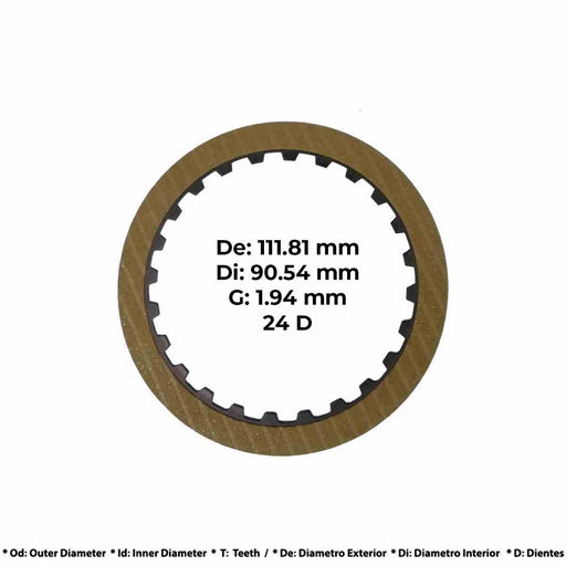 Detalle disco fricción 24 dientes .059" OD 4.410" TSS