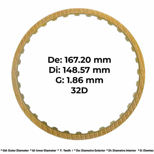 Detalle disco fricción Baja y Reversa 32 dientes .071" TSS
