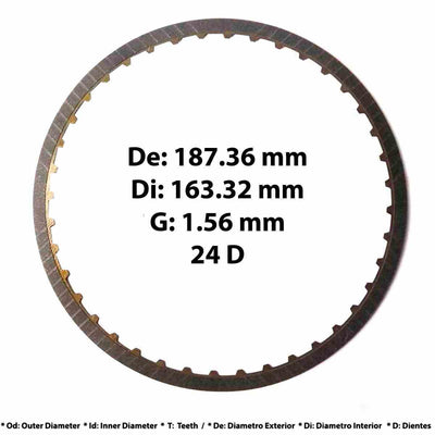 Detalle disco de pasta fricción reversa JF011E F1CJA Raybestos 40 dientes