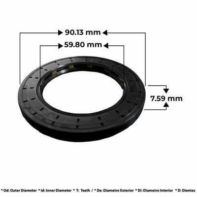 Dimensiones retén radial salida trasera ZF Ergopower John Deere T444943