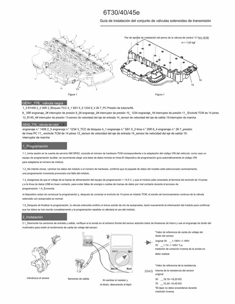 Modulo Control Transmision TCM Reconstruido 24285009 14/UP 6T40 6T45 6T30 6T50 con Solenoides Gen2,3