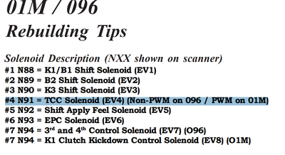 Solenoide Epc / Lock Up VW 095 096 097 01M (PWM)