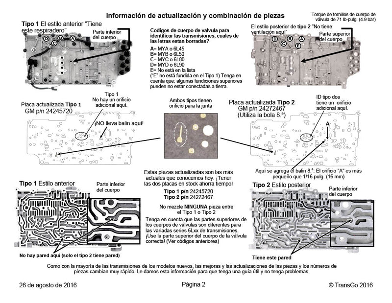 TRANSGO 2 VALVULAS SELECTORAS Y 1 TCC 6L45 6L50 6L80 6L90