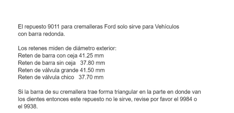 KIT CREMALLERA FORD K FIESTA BARRA REDONDA
