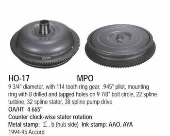 Convertidor 9.625" Honda Acura 1994/97 'b' Minuscula AOYA MPOA BOYA A6VA