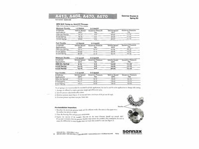 Sonnax Resorte y Soporte para Gobernador A404 A413 A470 A670
