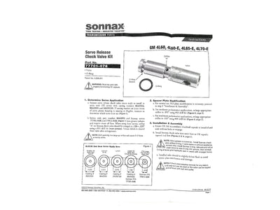 Sonnax Valvula Liberacion 2da Reduce Fallas 3/4 TH700 4L60E