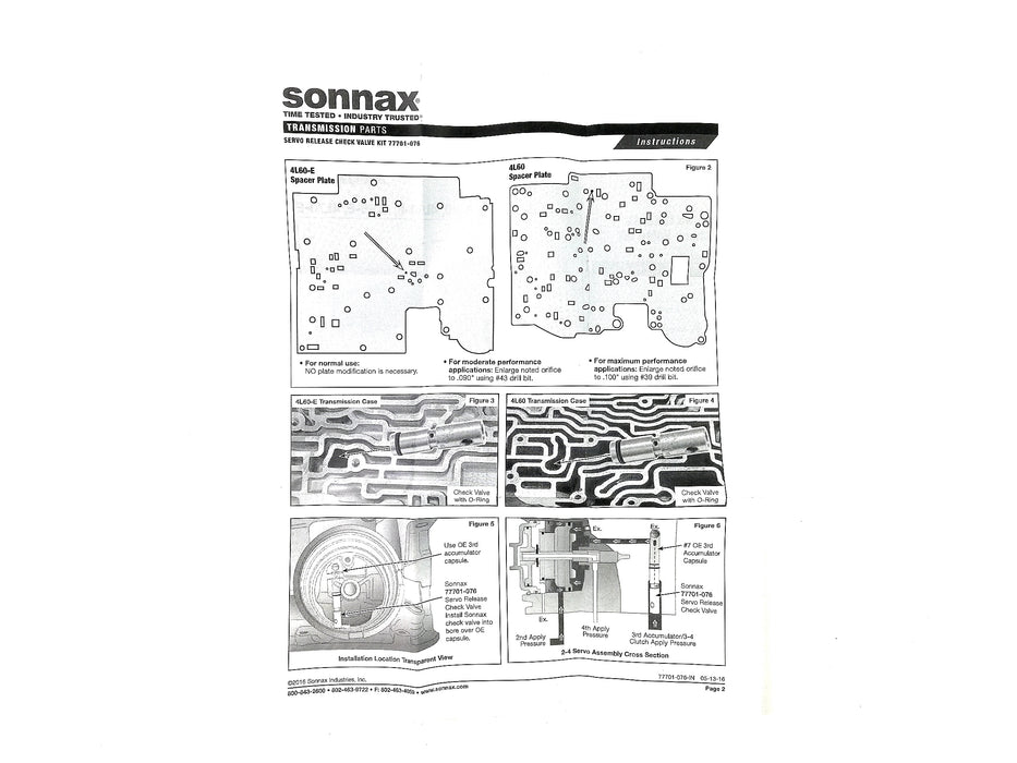Sonnax Valvula Liberacion 2da Reduce Fallas 3/4 TH700 4L60E