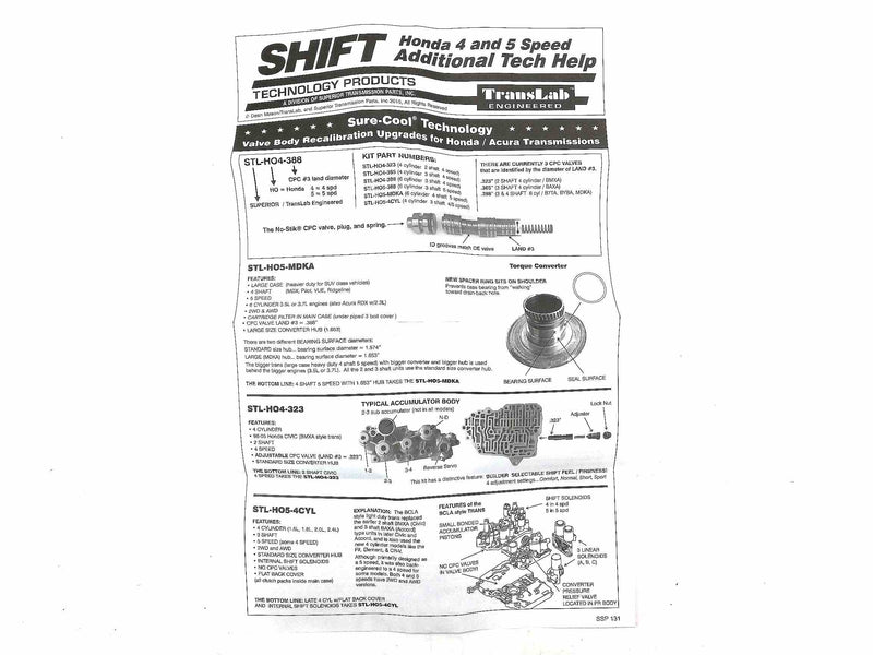Shift Kit Superior Honda 5 Vel 6 CYL con Valvulas CPC (Control Presion Clutch) 0.388" BYBA BAYA y +