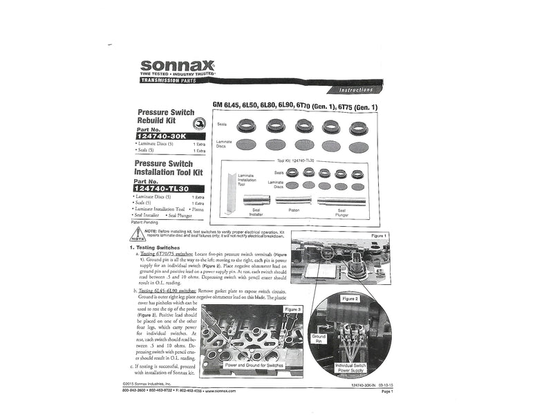Kit Sonnax Reconstruir Switch Presion 6l45 6l50 6l80 6l90 6t70(gen. 1) 6t75 (Gen. 1) - Transmisiones Veinte 07