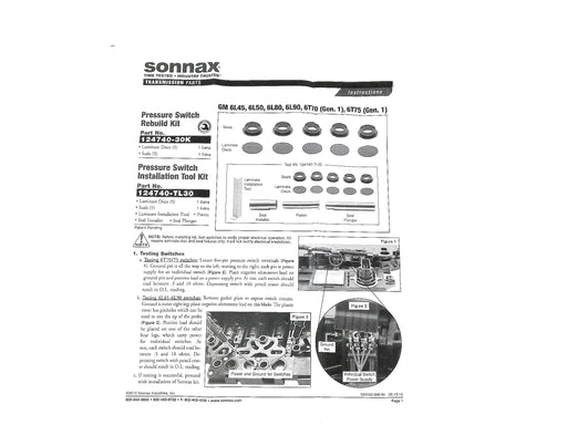 Kit Sonnax Reconstruir Switch Presion 6l45 6l50 6l80 6l90 6t70(gen. 1) 6t75 (Gen. 1) - Transmisiones Veinte 07
