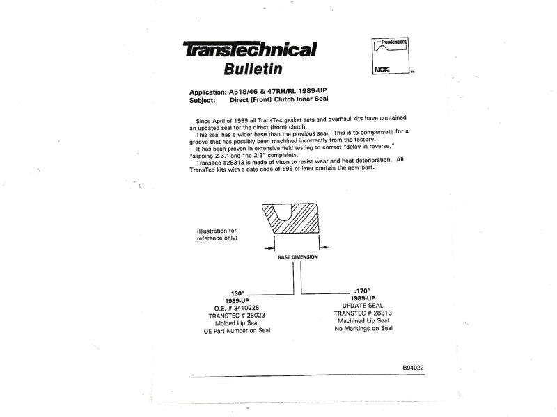 Juego de Empaques Freudenberg-NOK CON EMPAQUE TIPO ORIGINAL 48RE/A618 - Transmisiones Veinte 07