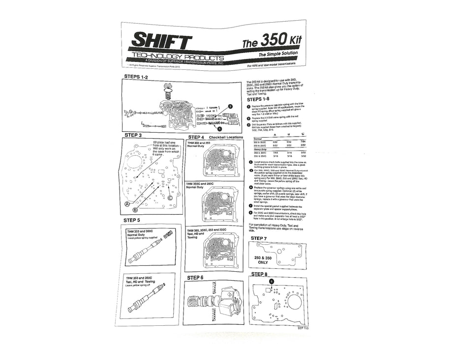 SHIFT KIT CORRECION             TH350
