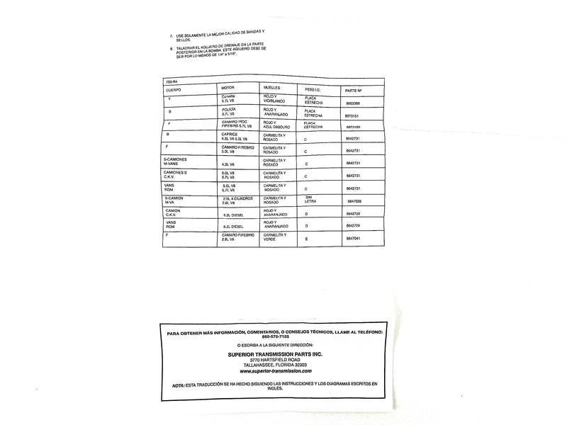 Shift Kit Superior Correccion de Fallas TH700