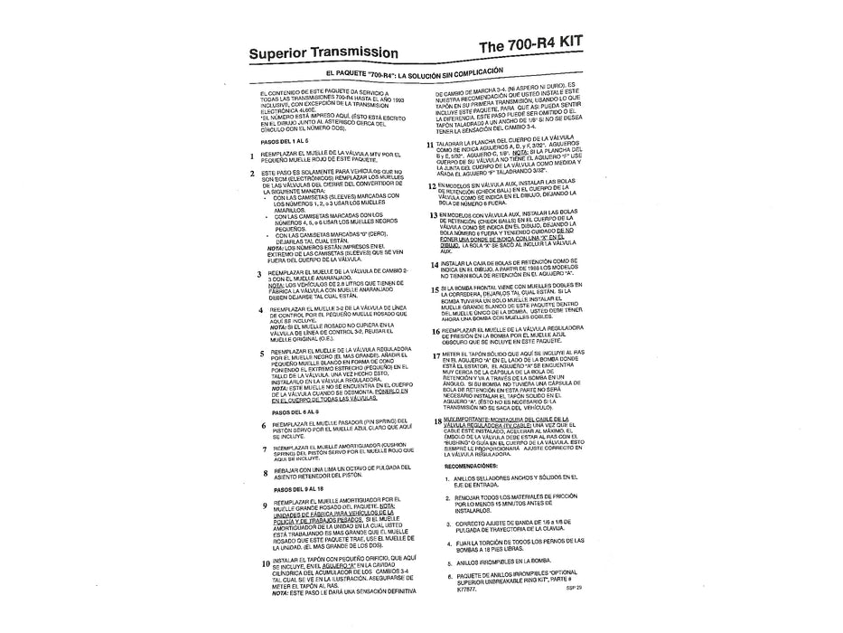 Shift Kit Superior Correccion de Fallas TH700