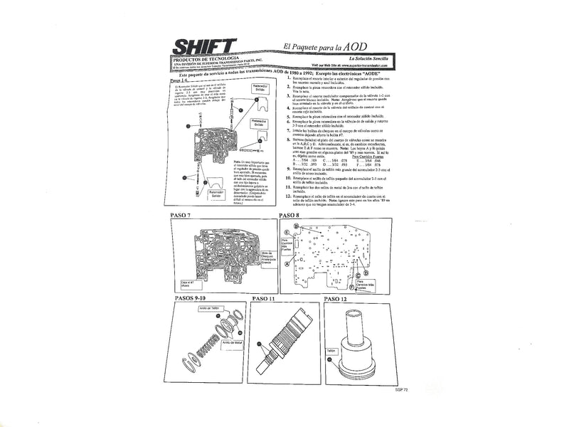 SHIFT KIT SUPERIOR AOD - Transmisiones Veinte 07