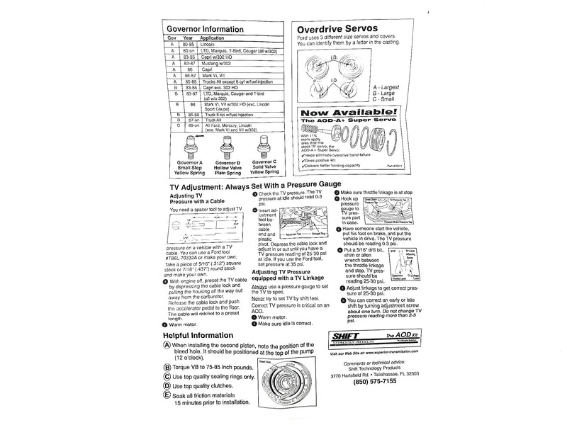 SHIFT KIT SUPERIOR AOD - Transmisiones Veinte 07