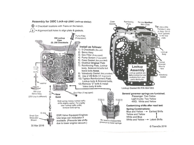 Transgo Shift Kit Th350 Th350c Th250 Th250c