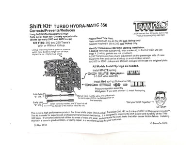 Transgo Shift Kit Th350 Th350c Th250 Th250c