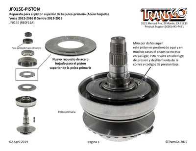 Transgo Piston Corregir Deslizamiento Banda 2007/UP JF015E - TRANSGO