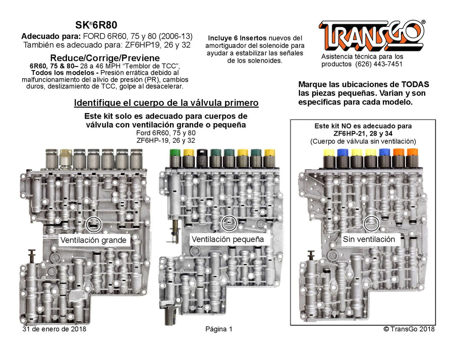Transgo Shift Kit (2006/14 6R60 6R75 6R80) (2003/UP ZF6HP19 ZF6HP26 ZF6HP32)