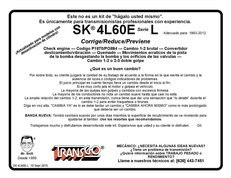 Shift Kit Correccion Fallas Transgo 4L60E