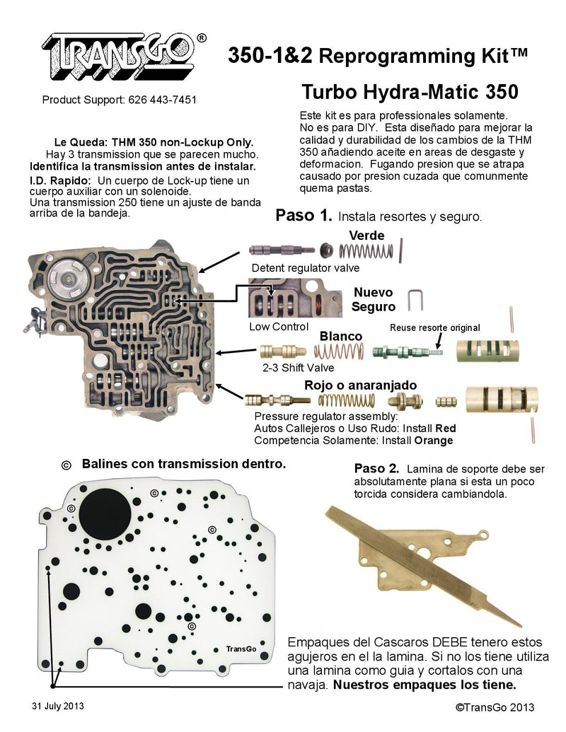 Shift Kit Transgo Reprogramacion Callejero No Lock up  th350